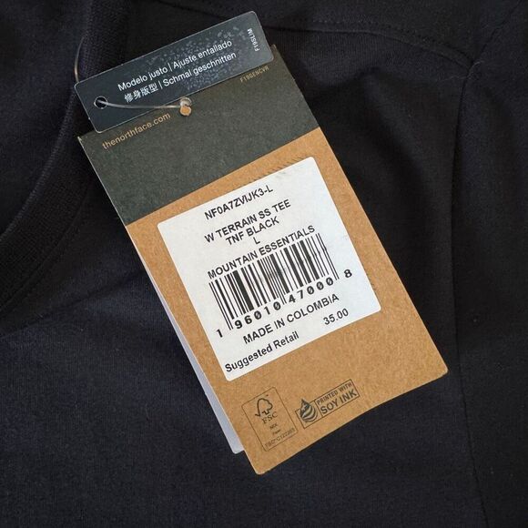 The North Face Womans Terrain Short Sleeve Black Shirt Size L Outdoor Explore - Picture 5 of 9
